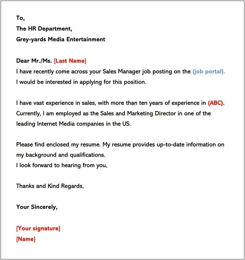 Sample Email Sending A Resume
