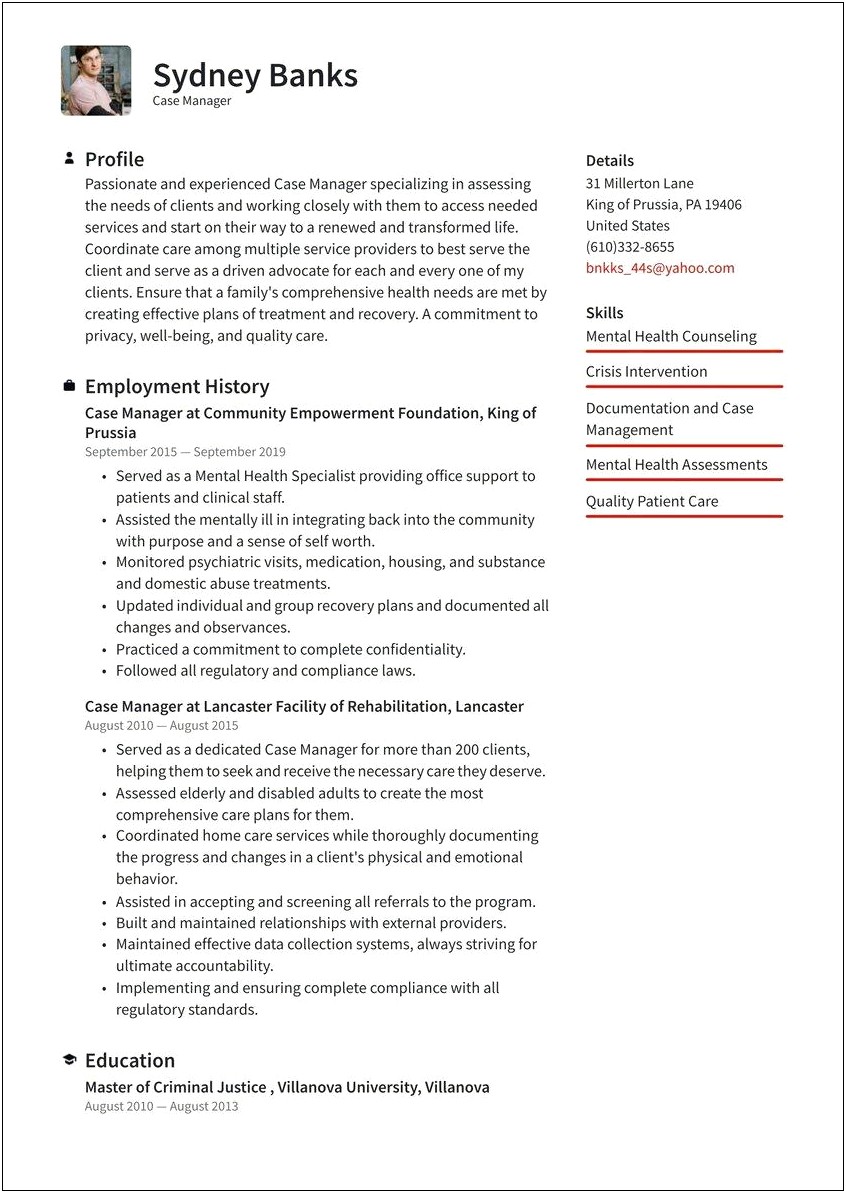 Sample Employment Case Manager Resumes