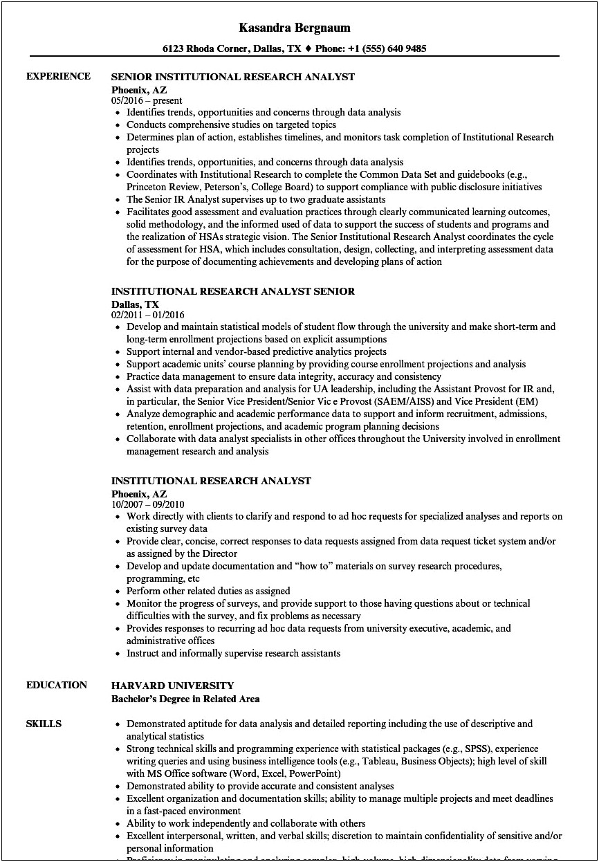 Sample Equity Research Analyst Resume