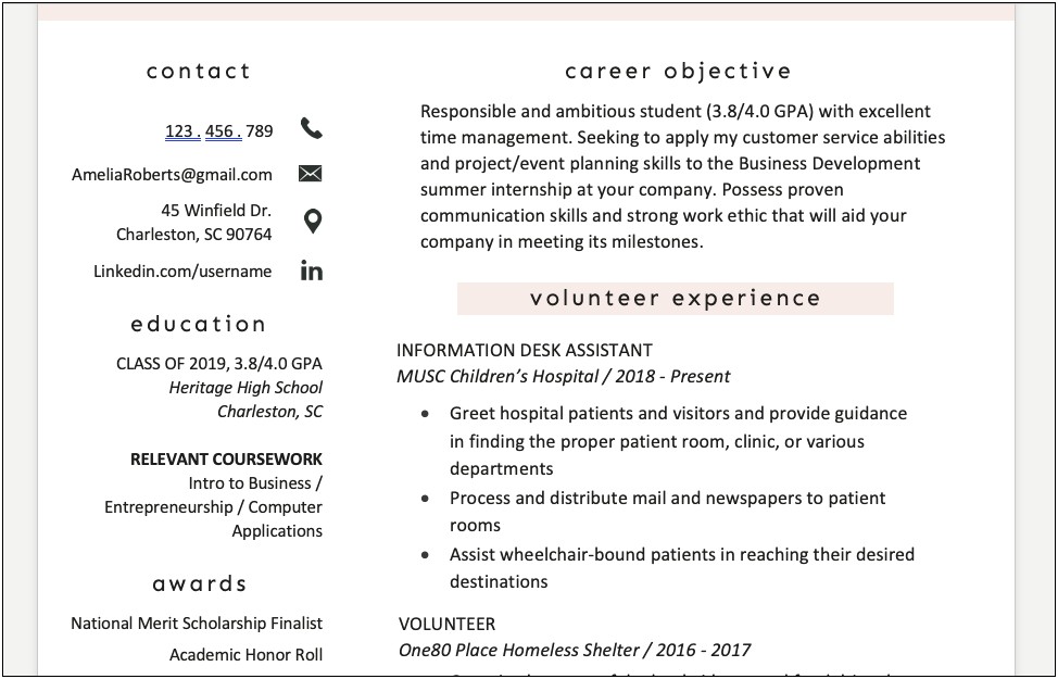 Sample Experience Section Of Resume
