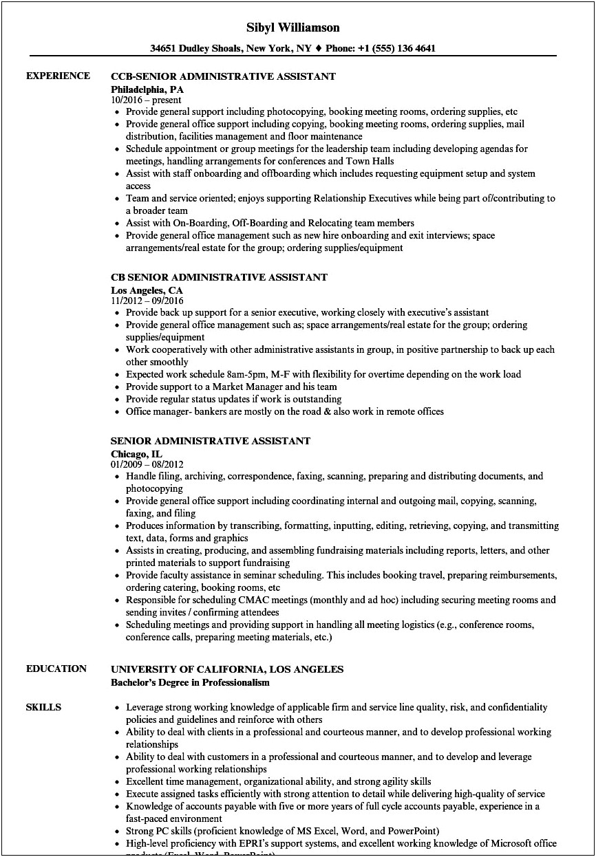 Sample Federal Resume Administrative Specialist