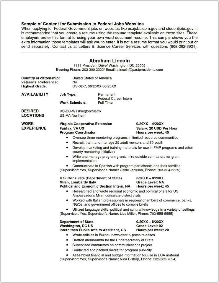 Sample Federal Resume Public Affairs