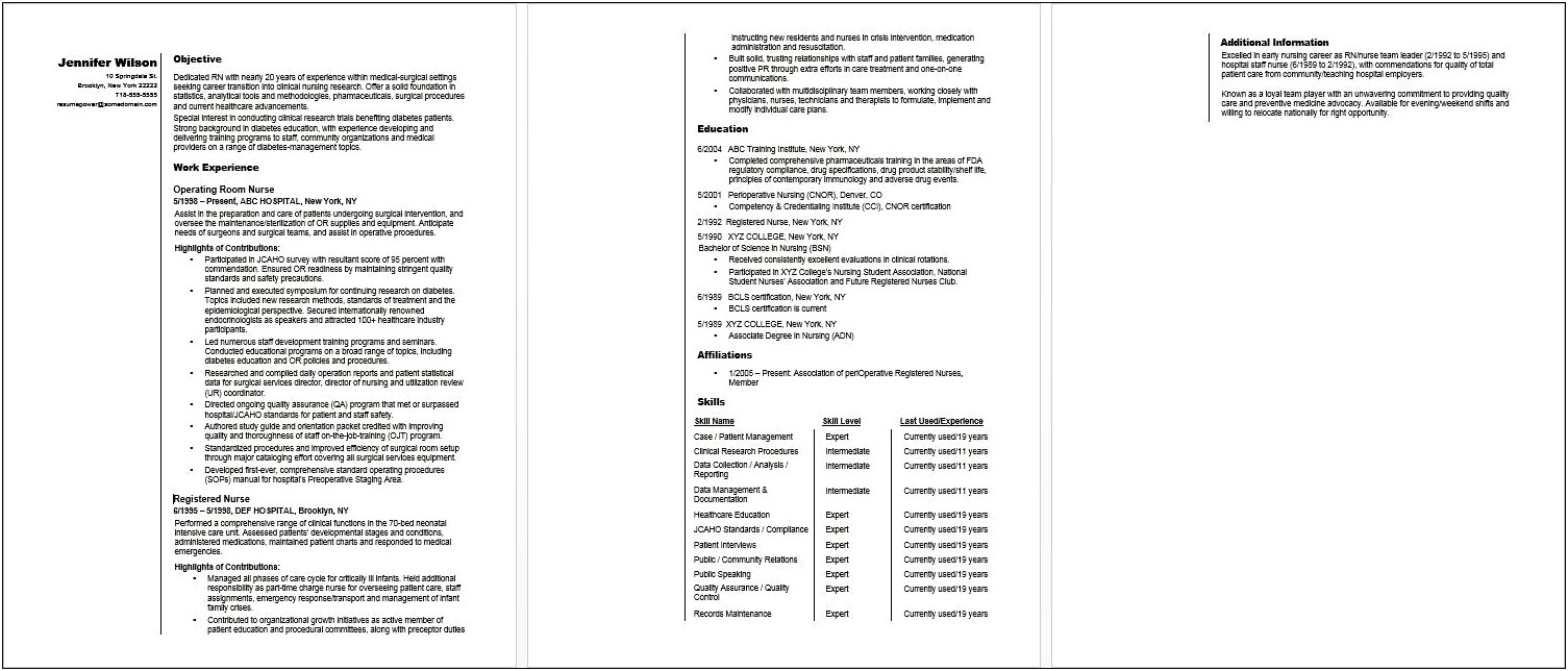 Sample Functional Resume Post Nursinf School