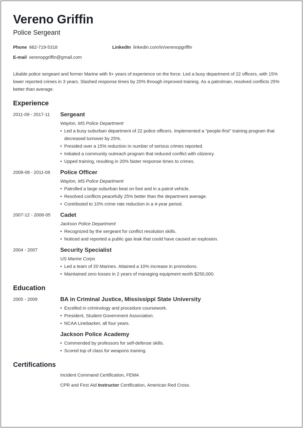 Sample Government Communications Officer Resume