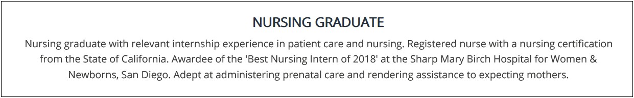 Sample Graduate Nurse Resume Objectives
