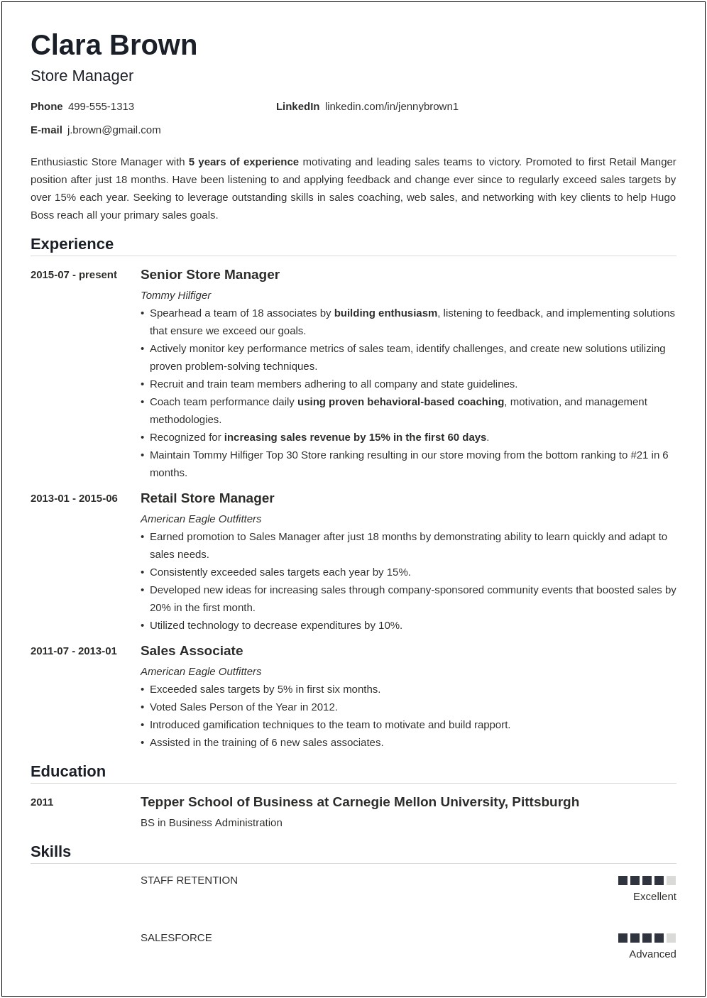 Sample Grocery Store Manager Resume