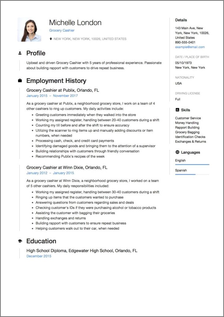 Sample Grocery Store Resume Produce