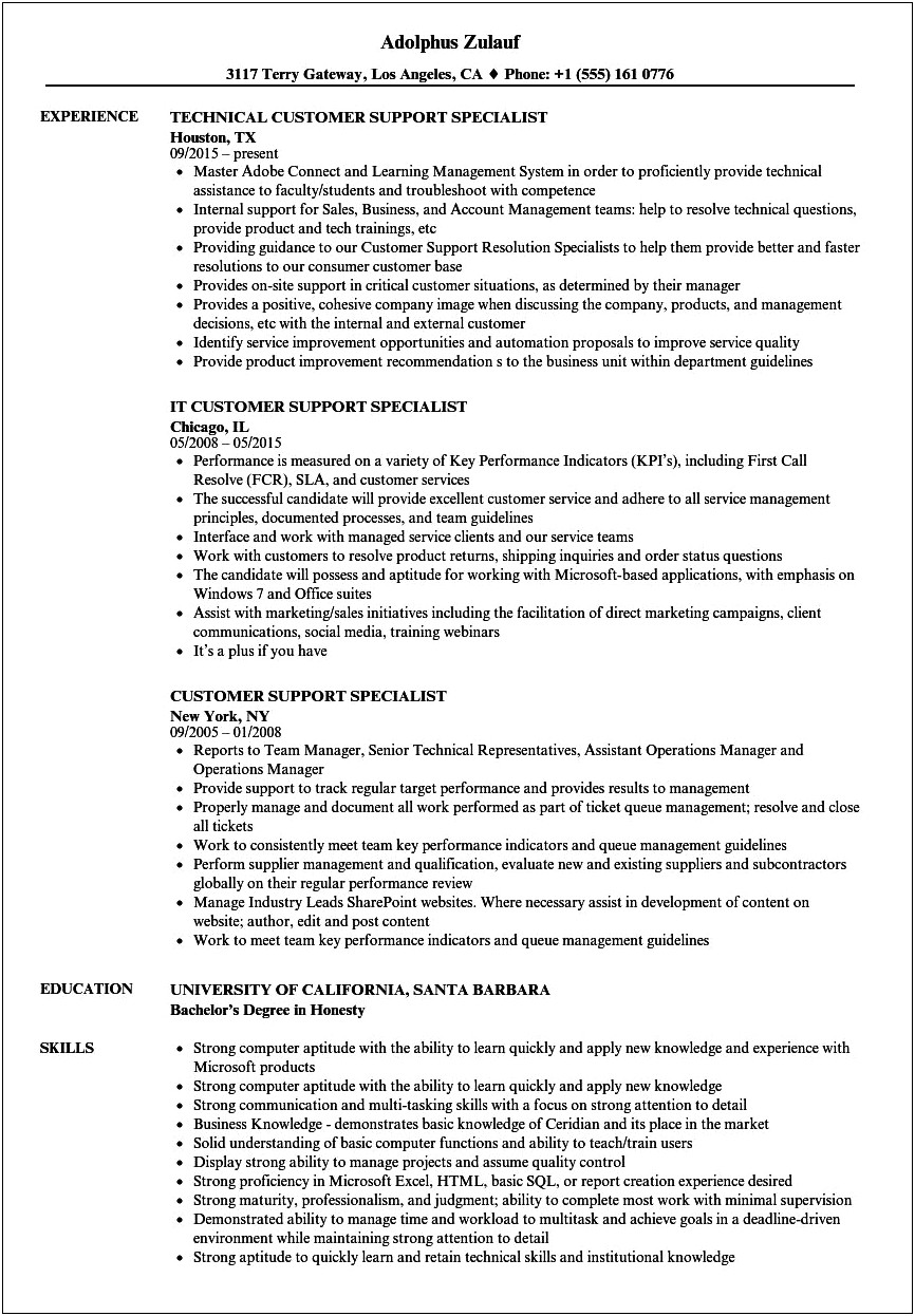 Sample Gs12 Support Services Specialist Resume