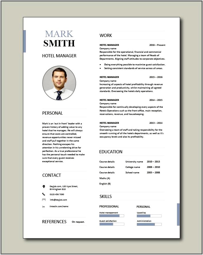 Sample Hotel Operations Manager Resume