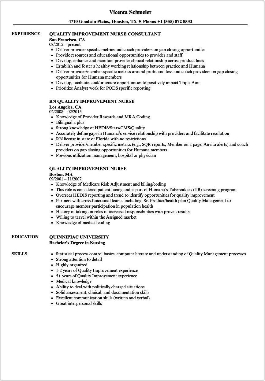 Sample Ideal Resume For Nurses