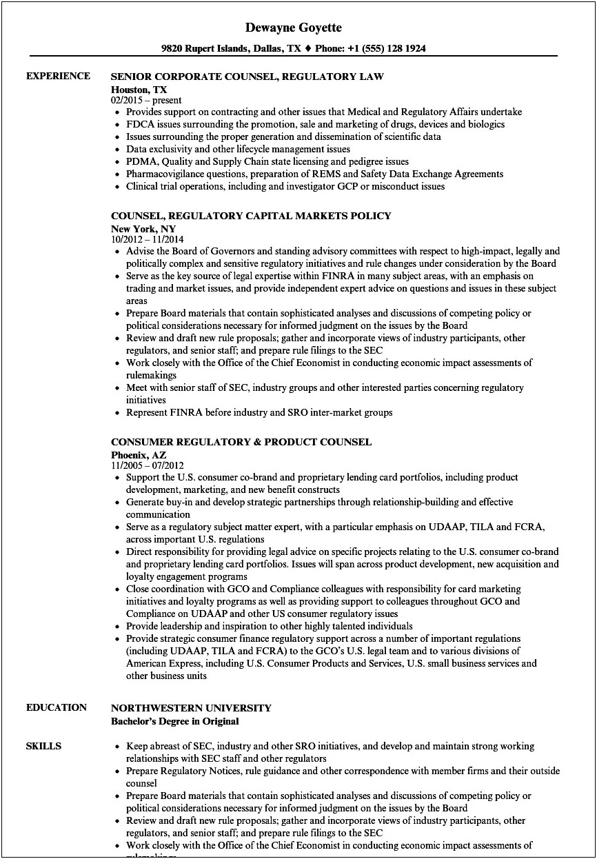 Sample In House Attorney Resumes