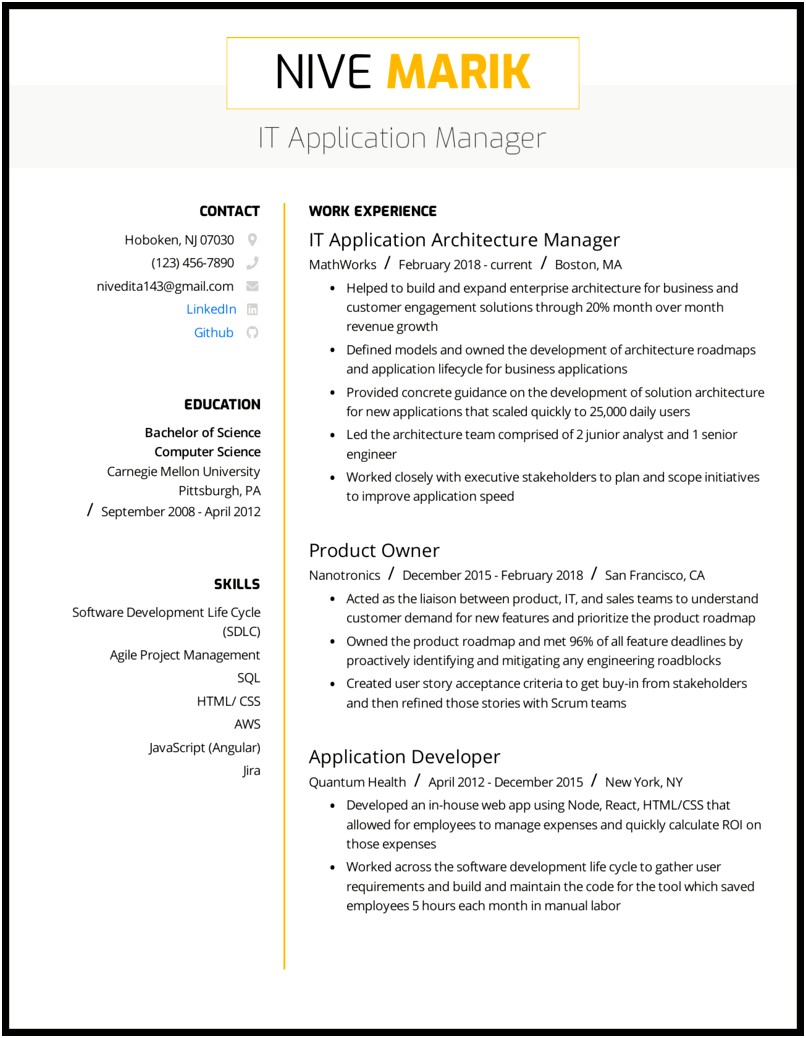 Sample It Manager Resume Objective