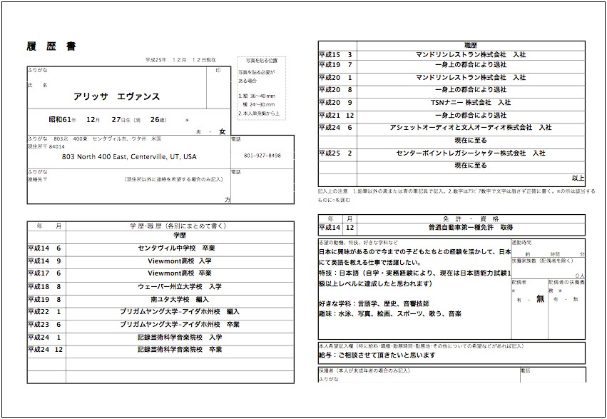 Sample Japanese Resume Format Pdf