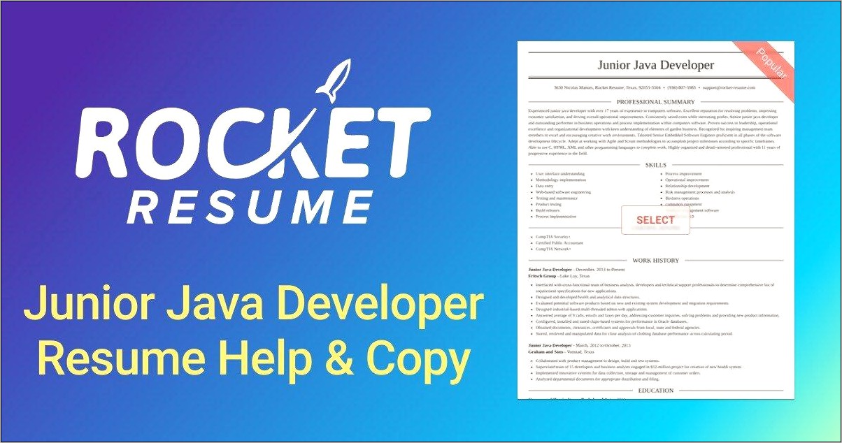 Sample Junior Java Developer Resume