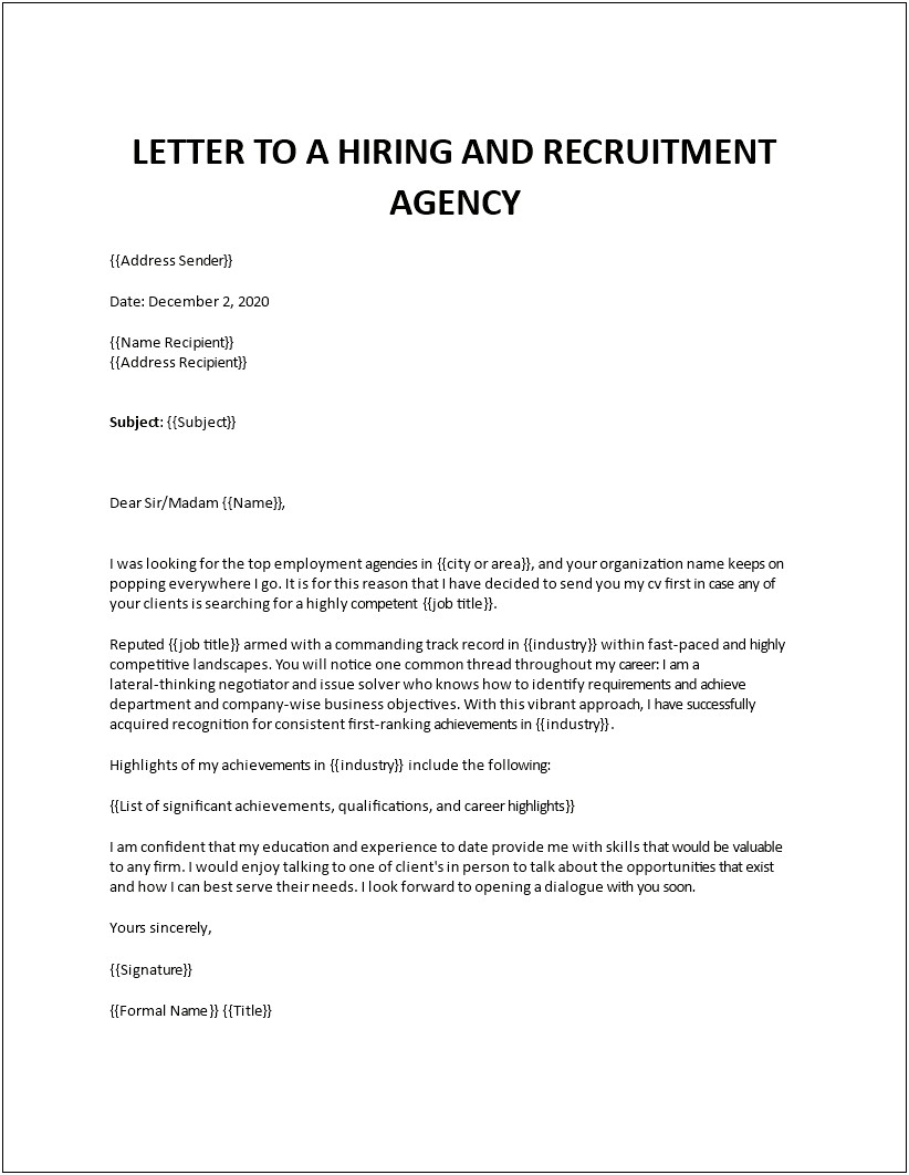 Sample Letter For Emailing Resume