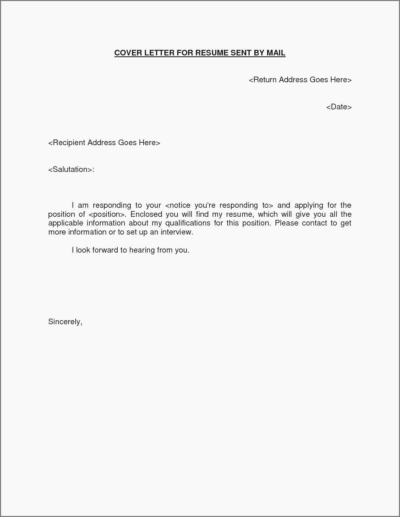 Sample Letter For Sending Resume