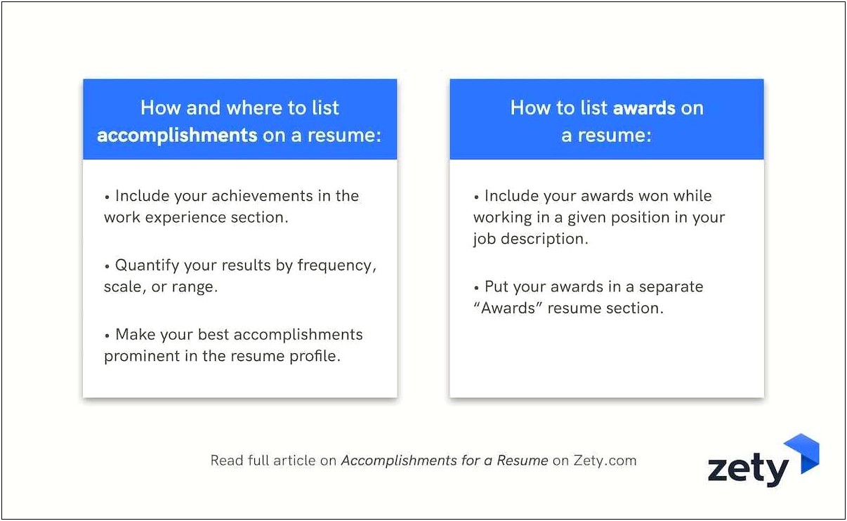 Sample List Of Accomplishments On A Resume