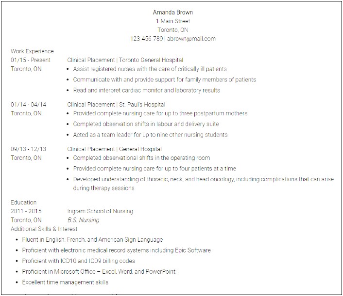 Sample Medical Resume Administrative In Surgical Services