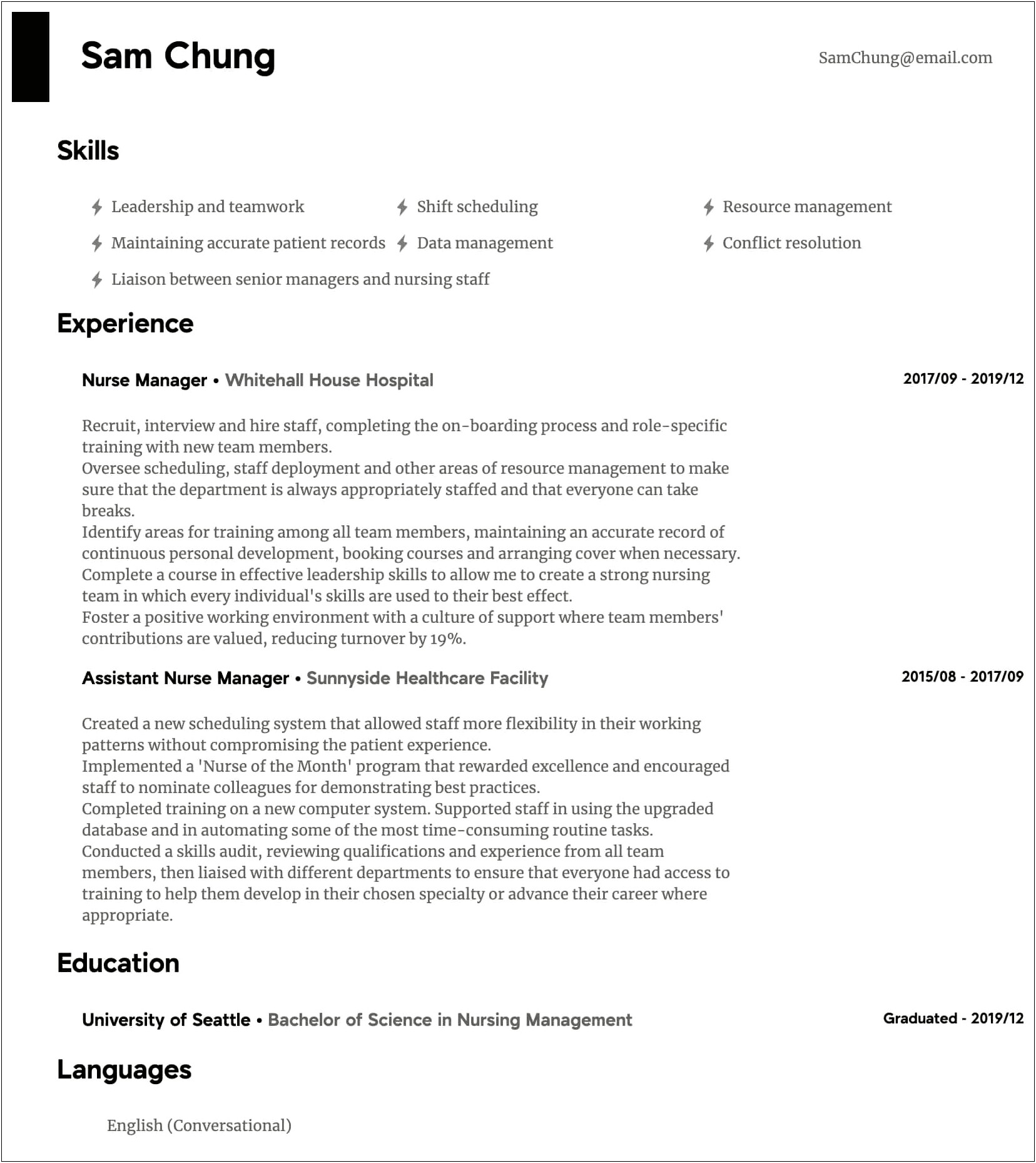 Sample Nursing Resume With Office Experience