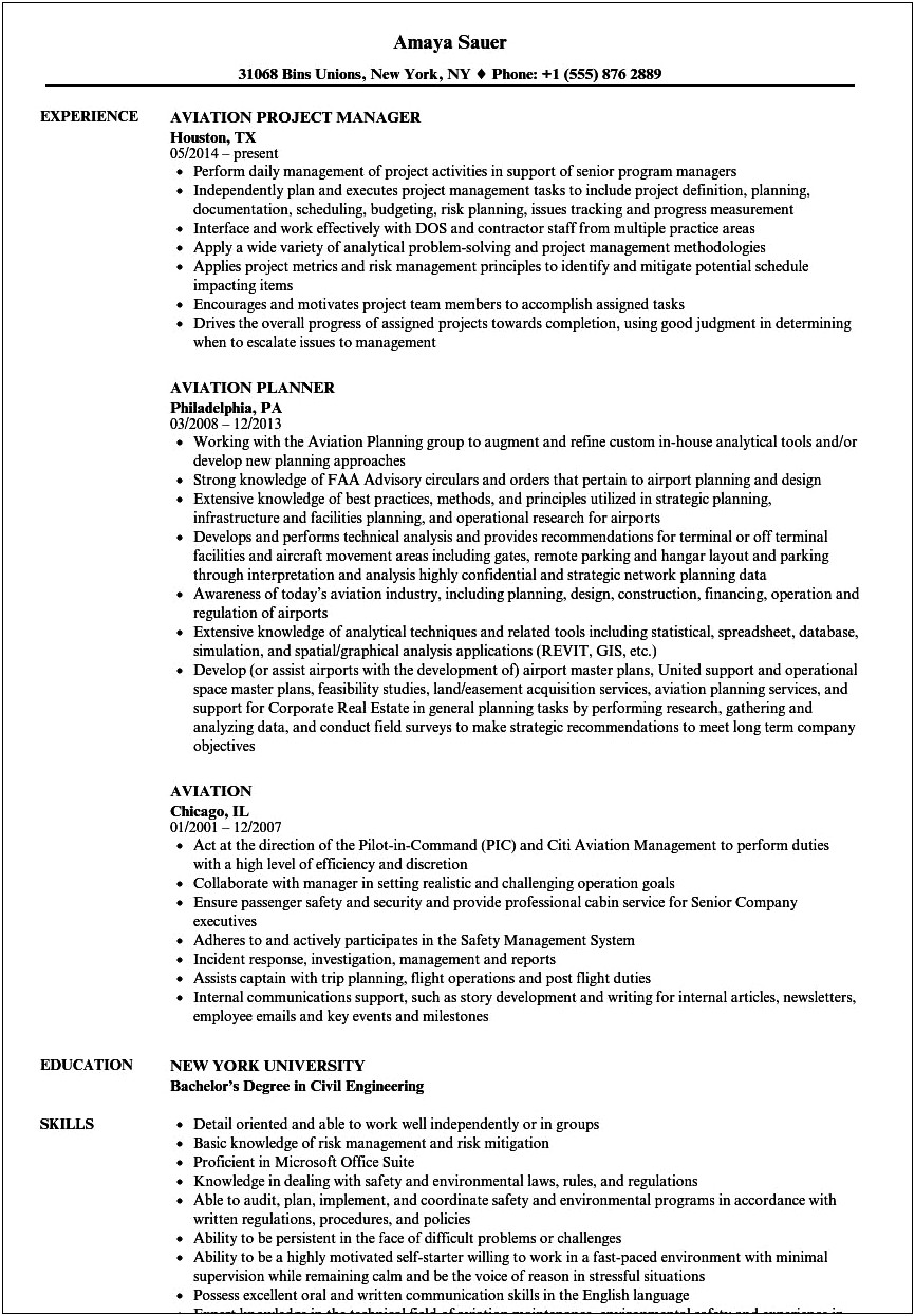 Sample Objective For Airline Resume