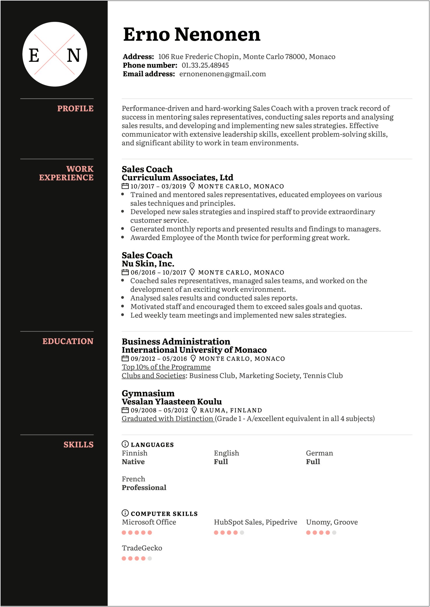 Sample Objective For Coaching Resume