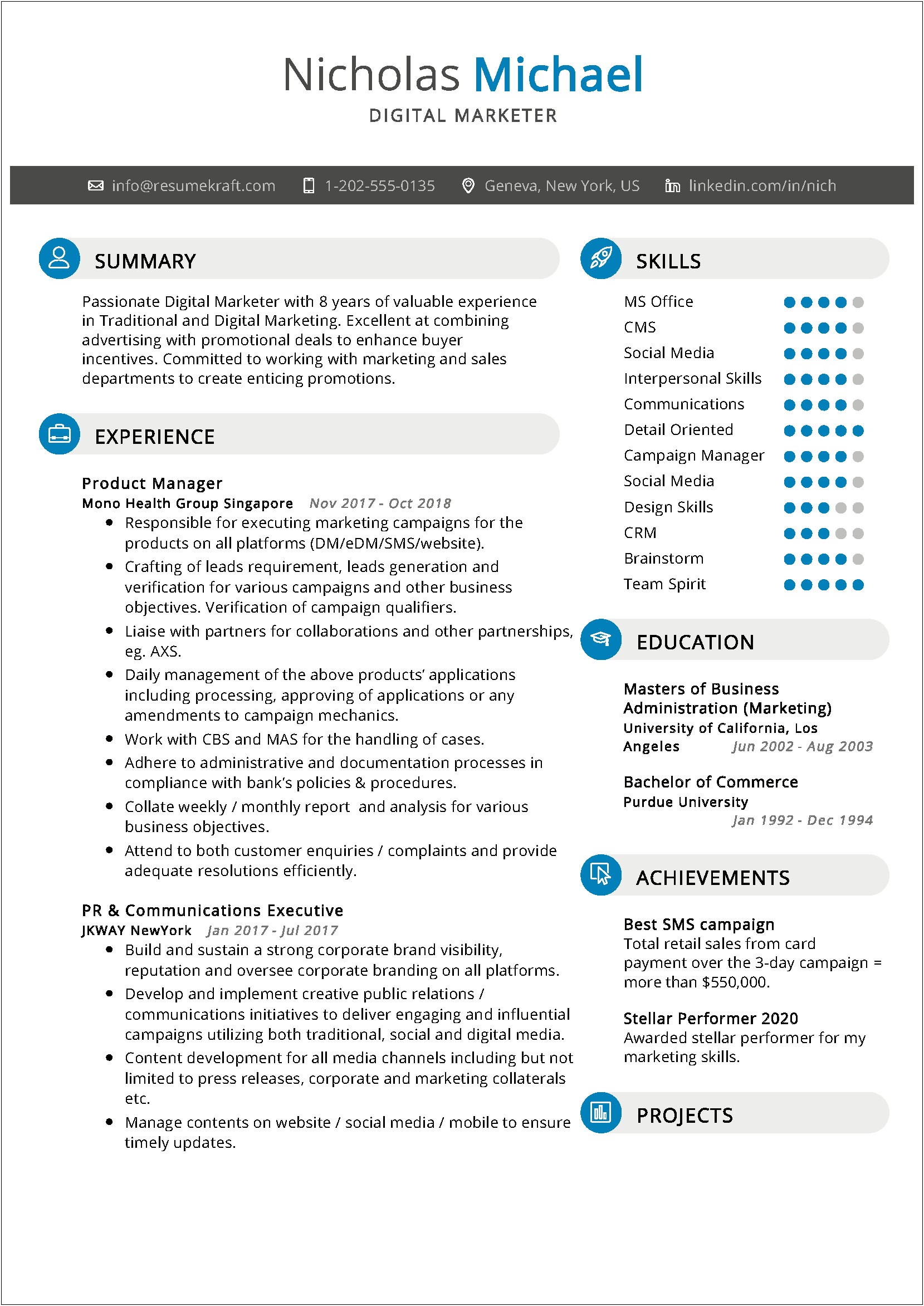 Sample Objective For Marketing Resume