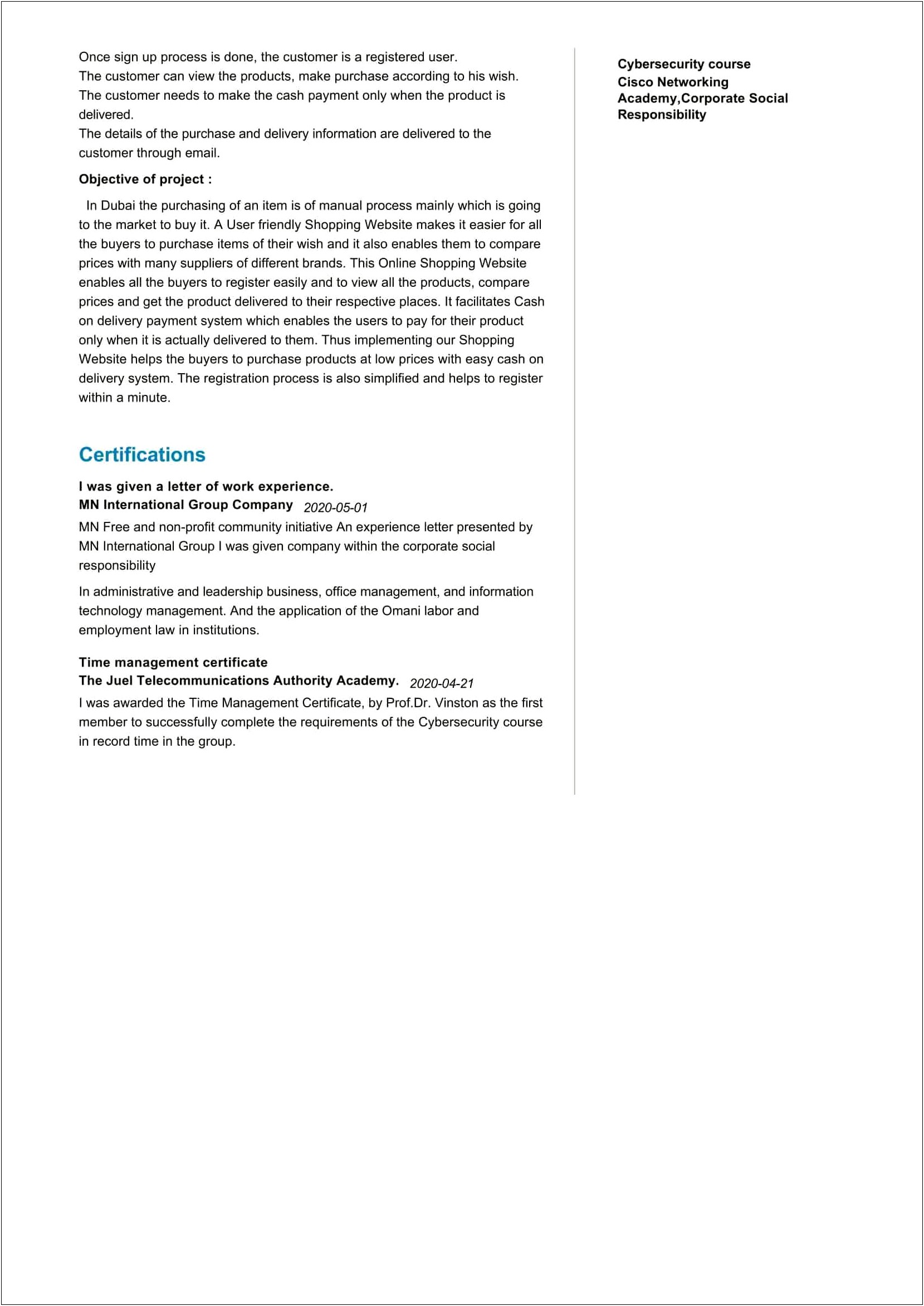 Sample Objective In Resume For Information Technology