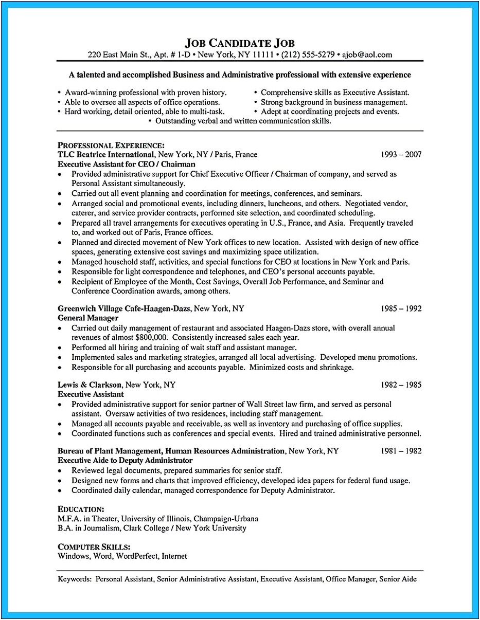 Sample Objective Resume Administrative Assistant