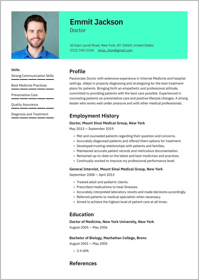 Sample Objectives For Resume In Medical Field