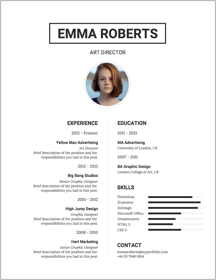 Sample Of A Short Resume