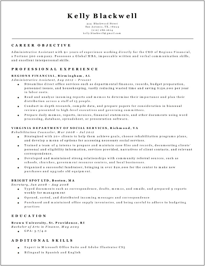 Sample Of Ba English Resume