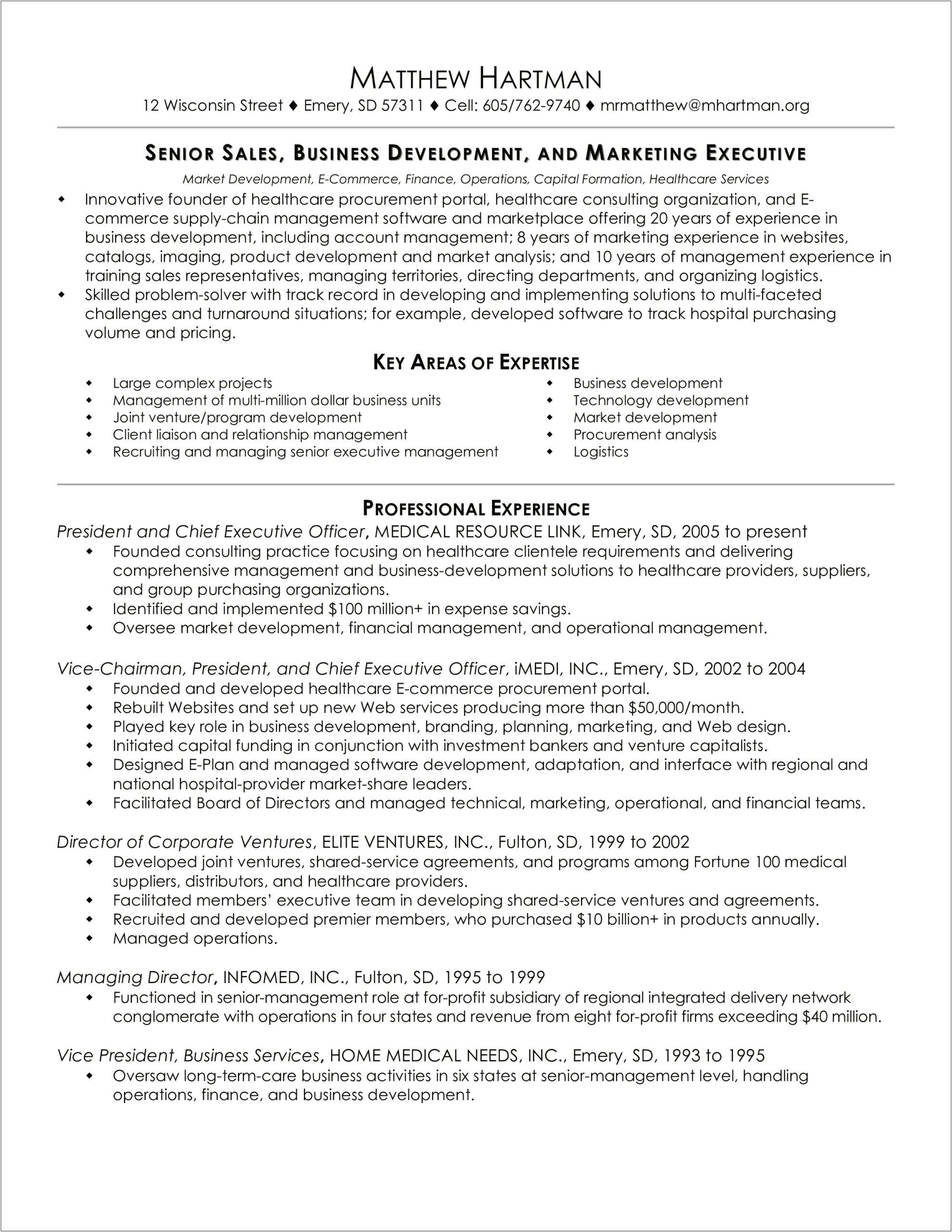 Sample Of Business Resume Letter