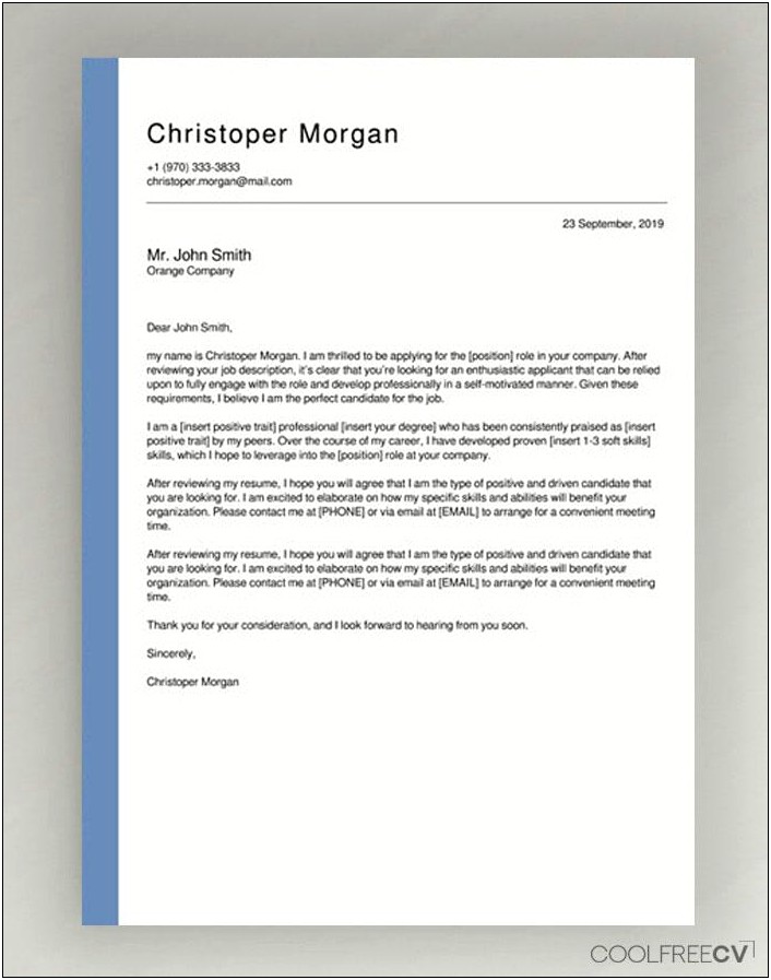 Sample Of Cover Letter For Resume Via Email