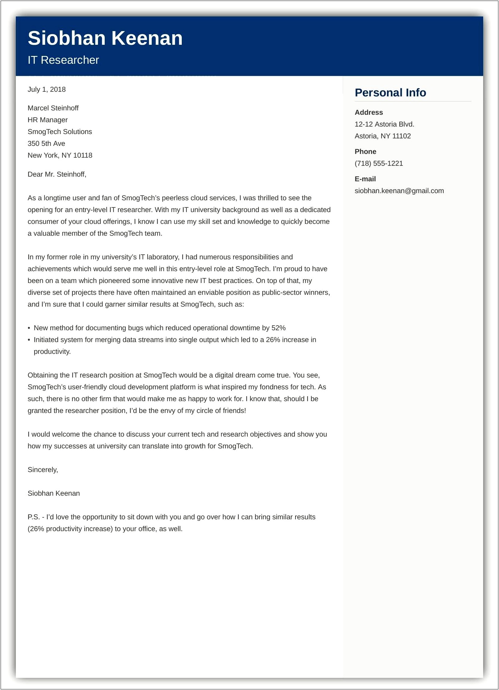 Sample Of Cover Letter For Resume Without Experience