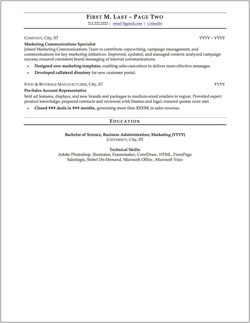 Sample Of Current Resume Styles
