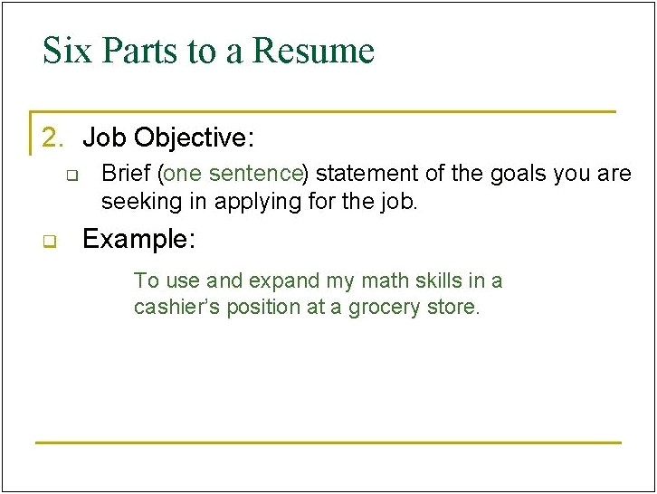 Sample Of Objective In Resume For Grocery Store