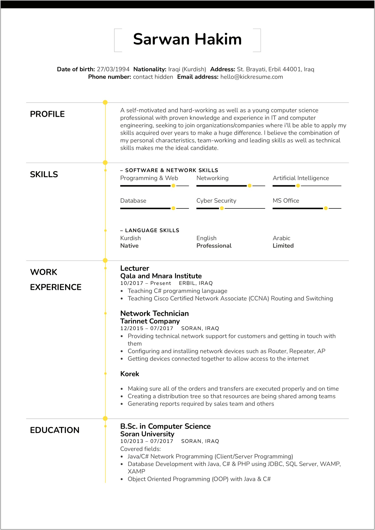 Sample Of Personal Characteristics In Resume