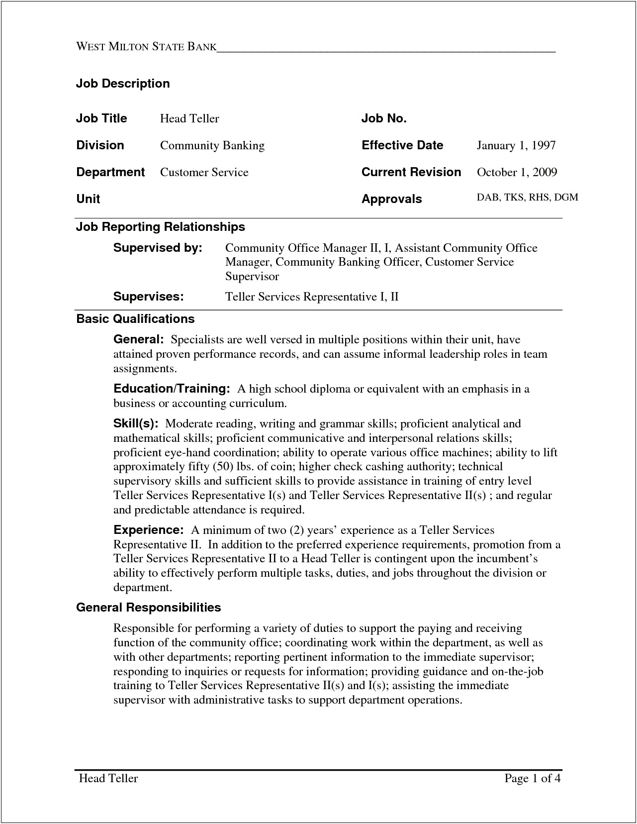 Sample Of Resume Bank Teller
