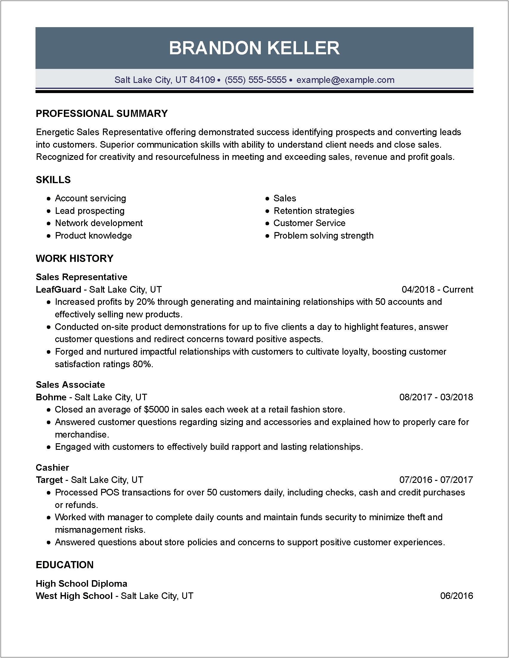 Sample Of Resume Job Description