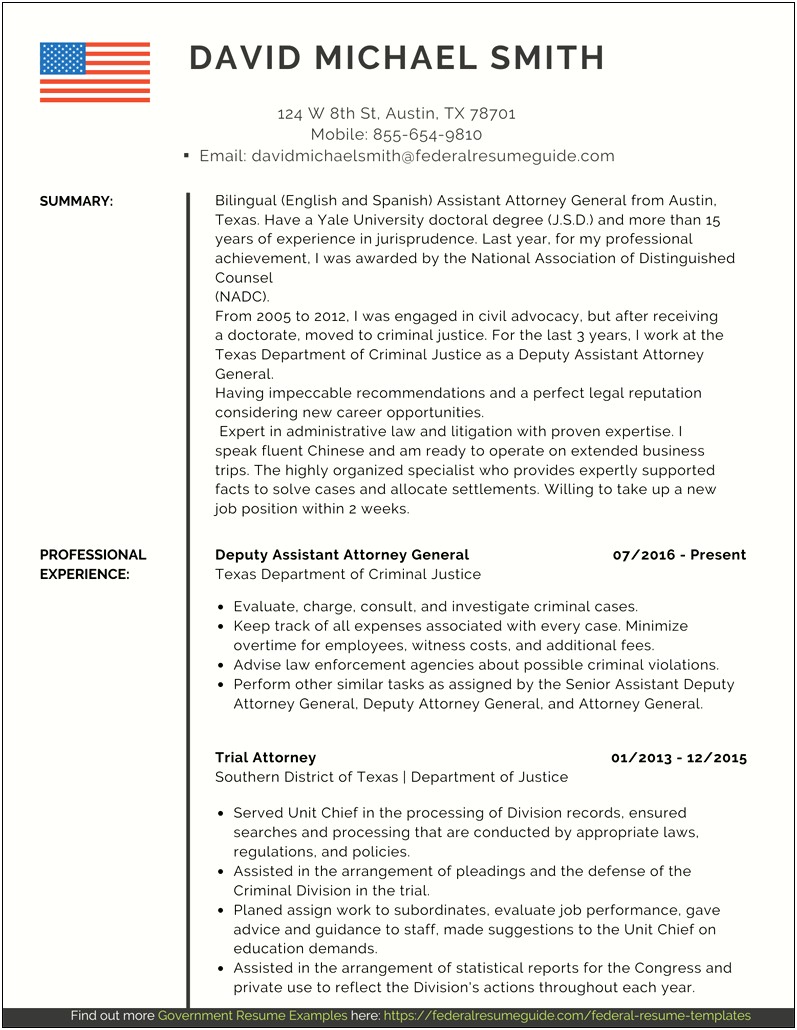 Sample Of Resume Lawyer In United States