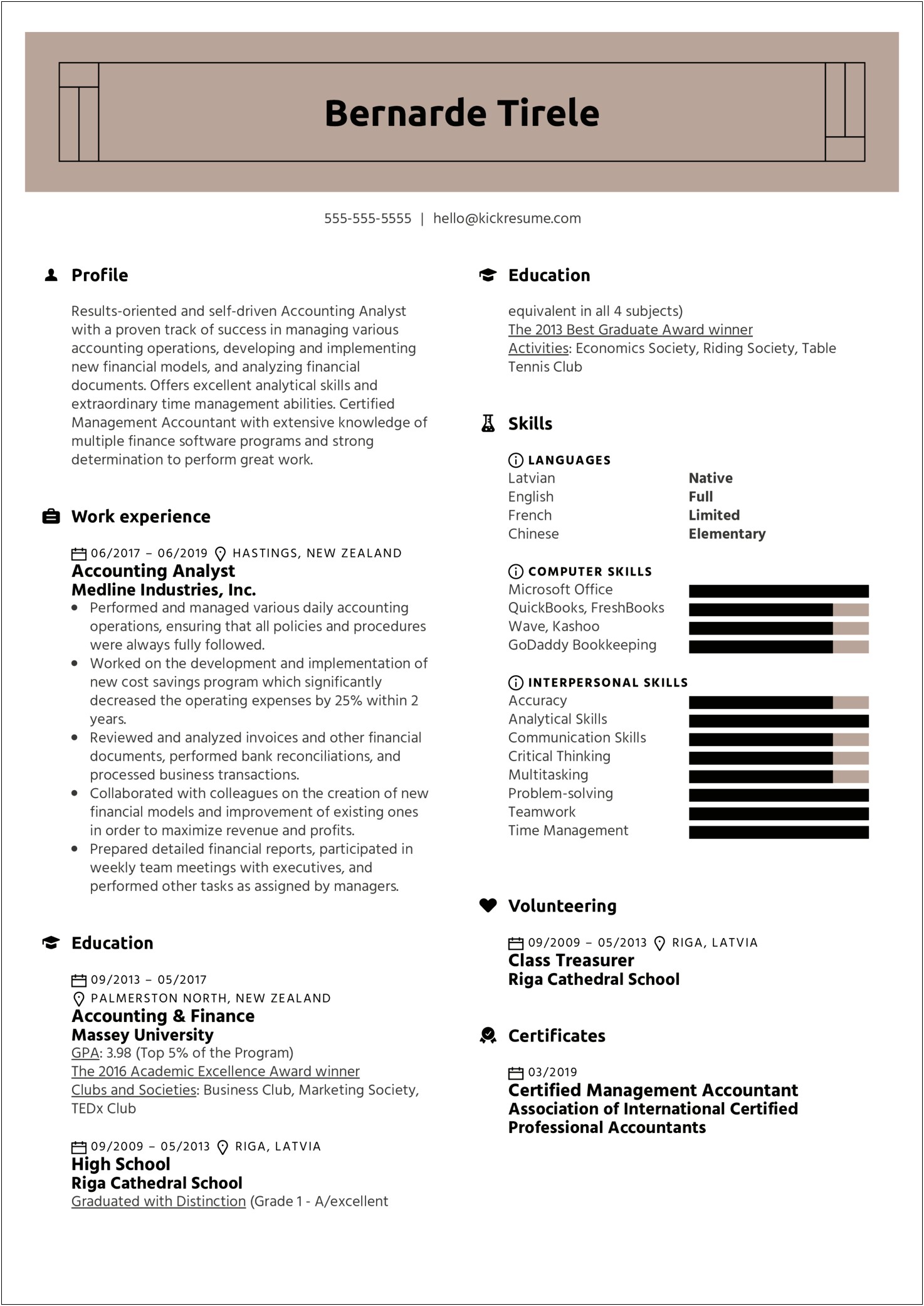 Sample Of Resume Objective For Accountant