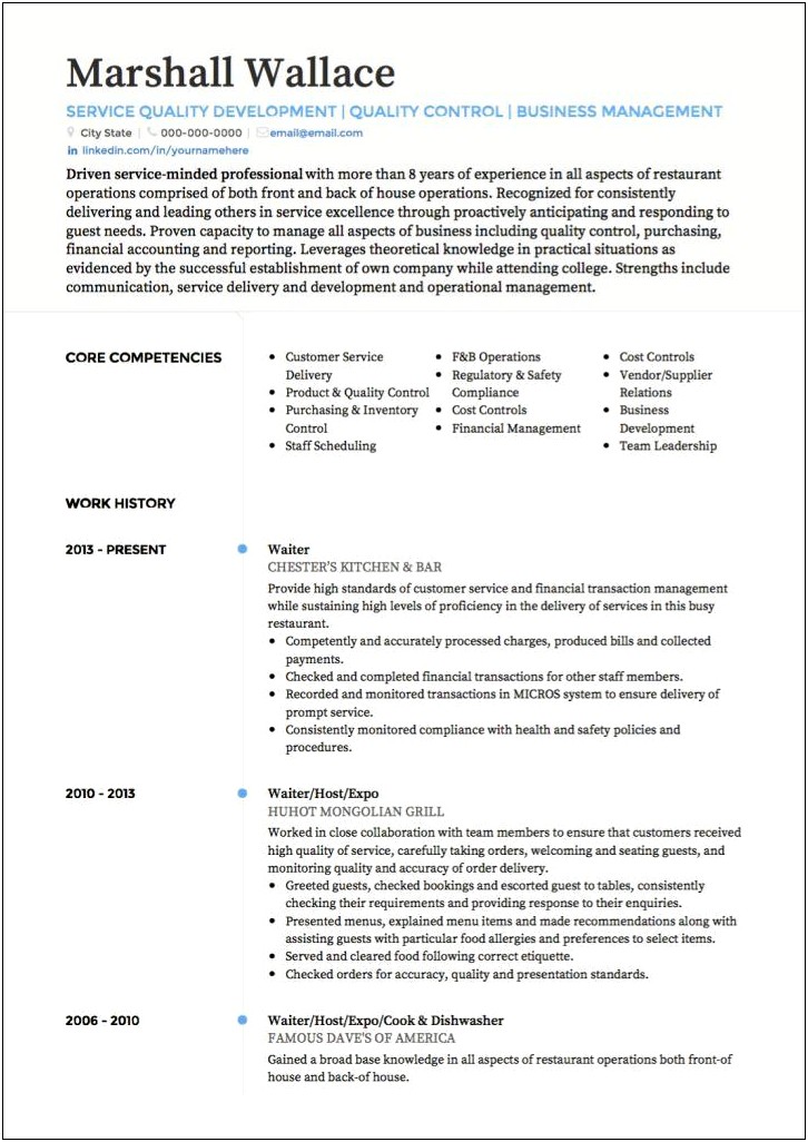 Sample Of Resume Objectives For Service Crew