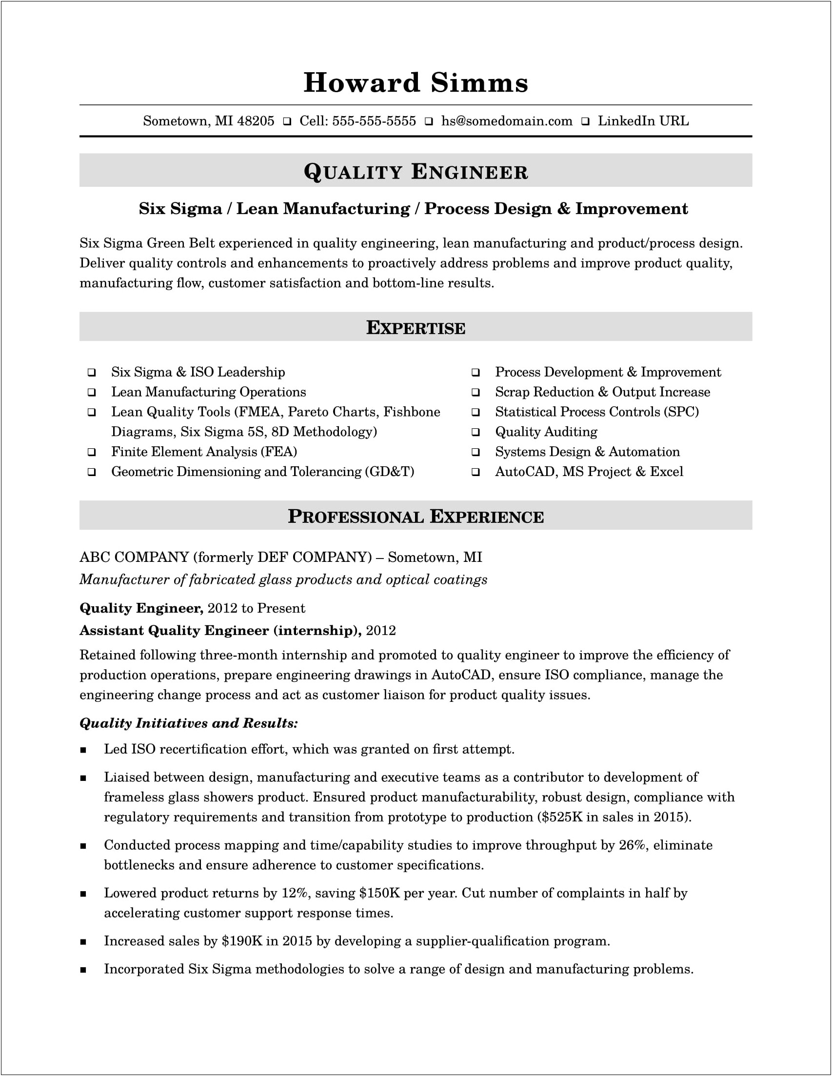 Sample Of Resume Woth Lines