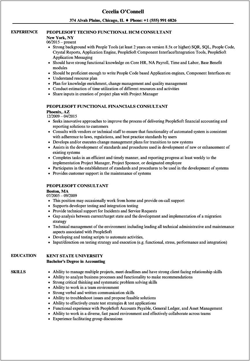 Sample Oracle Functional Consultant Resume