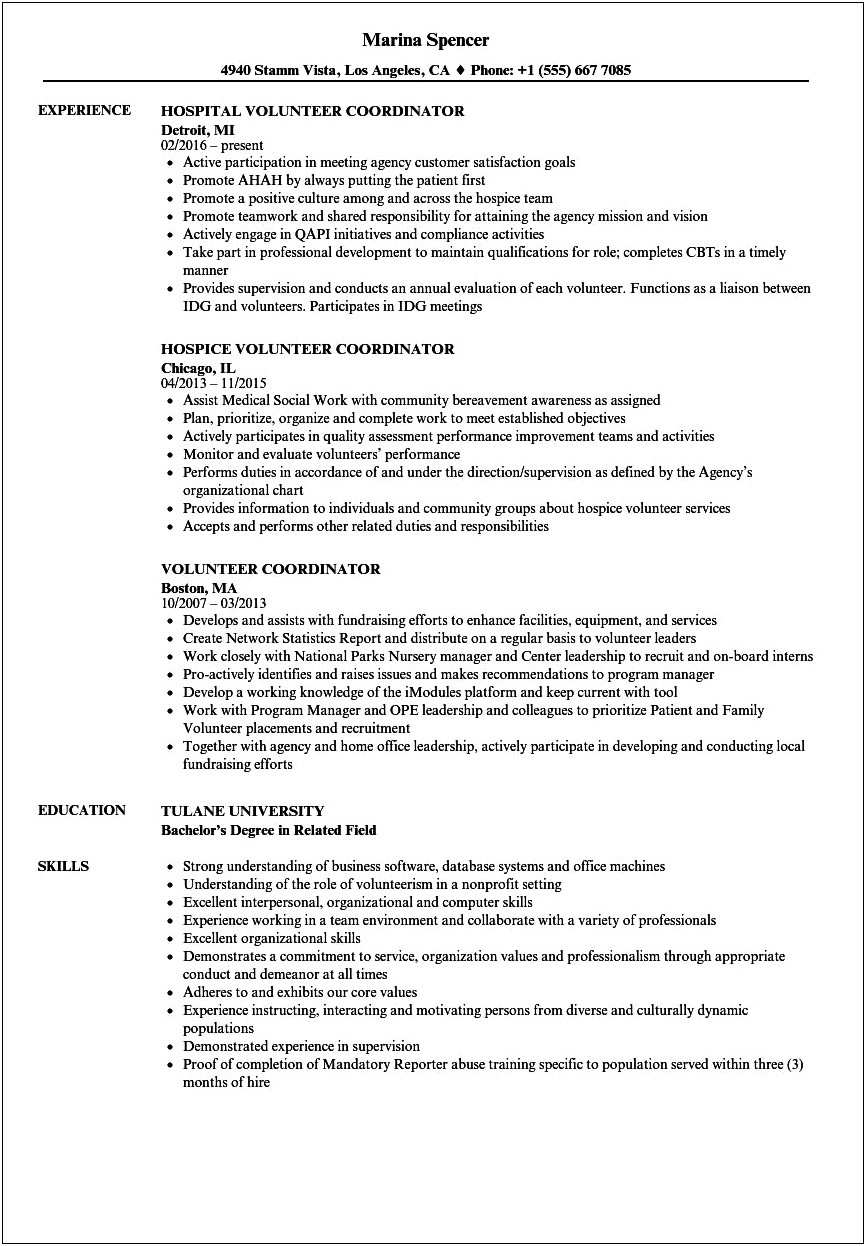 Sample Outreach Coordinator Resume For The Health Department