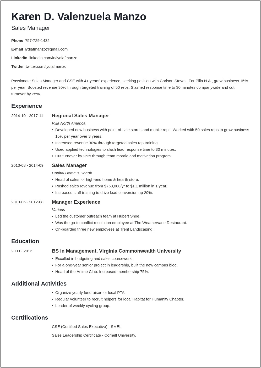 Sample People Manager And Team Leader Resume