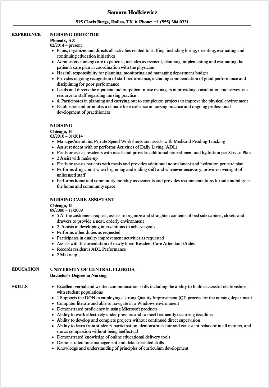 Sample Professional Resume For A Telemetry Nurse