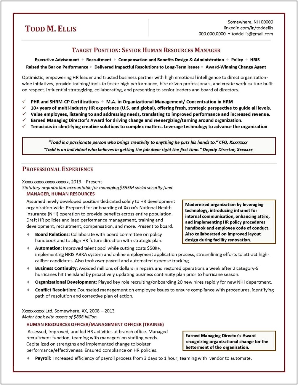 Sample Recruiting Manager Resume In Usa