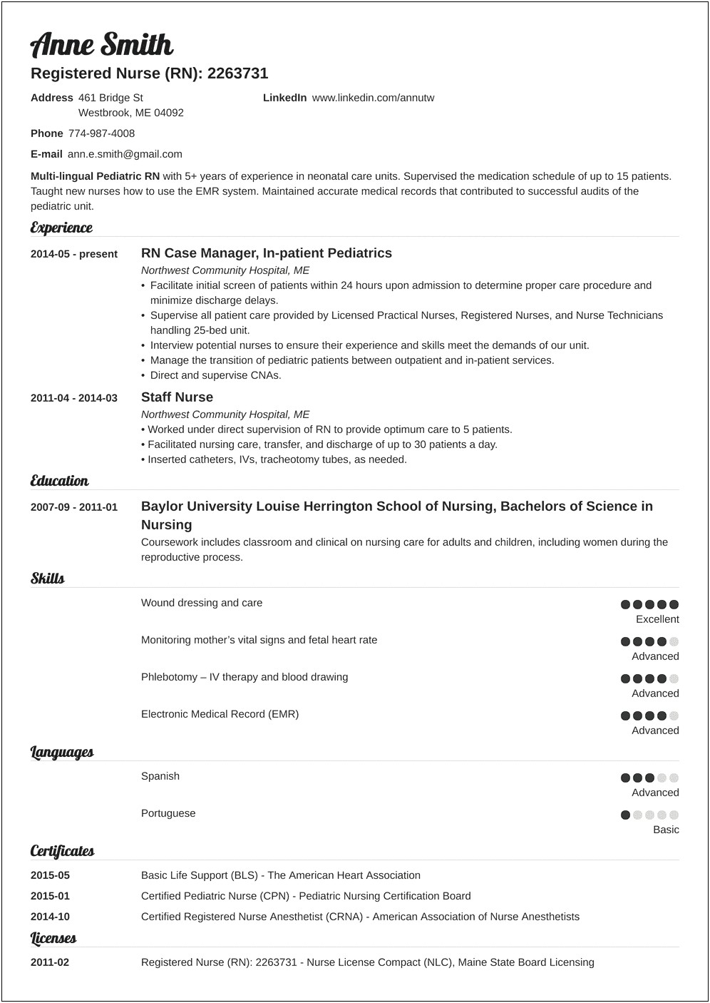 Sample Registered Nurse Resume Examples