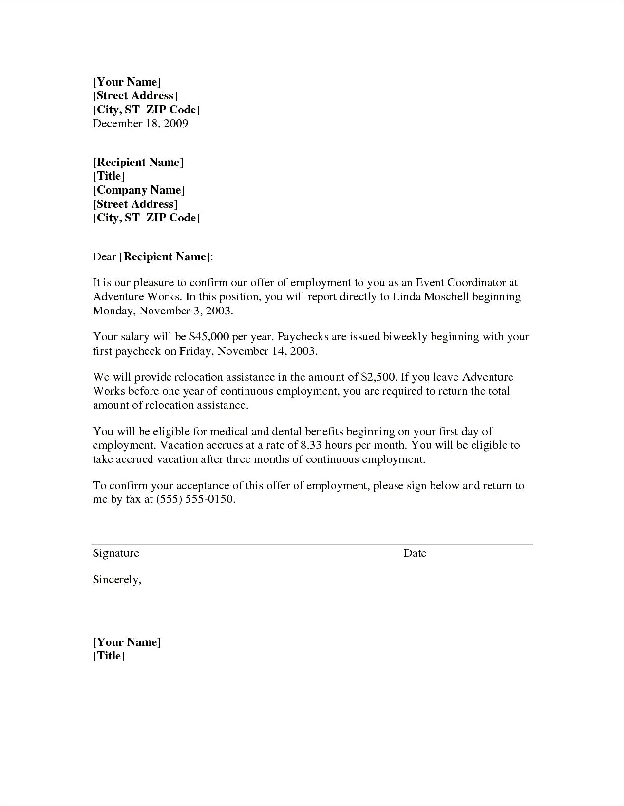 Sample Relocation Resume Cover Letter
